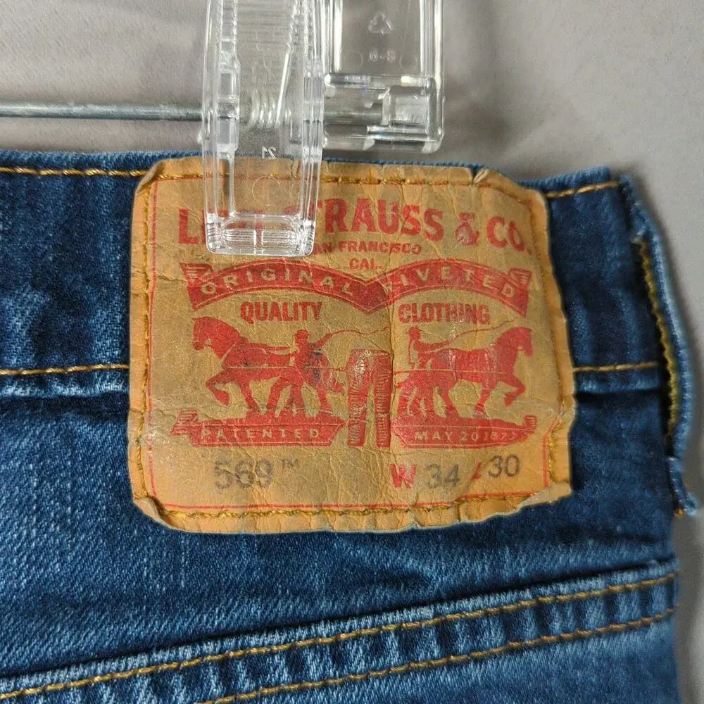 Levis 561 Jeans Mens 34x30 Blue Relaxed Straight Faded‎